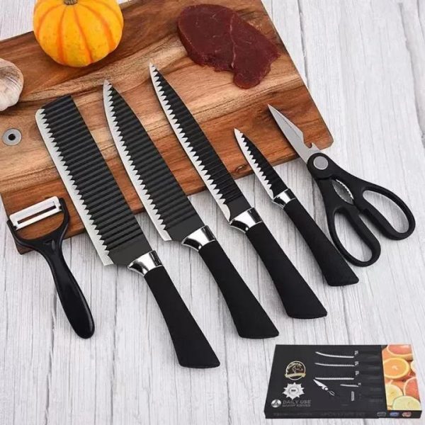 Kitchen Knif Set 6 Pcs (black Color )